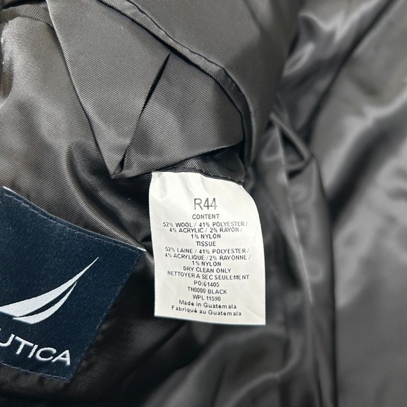 Nautica Double Breasted Overcoat Mens 44R Large Black‎ Classic-Fit Wool $395 - Picture 12 of 13